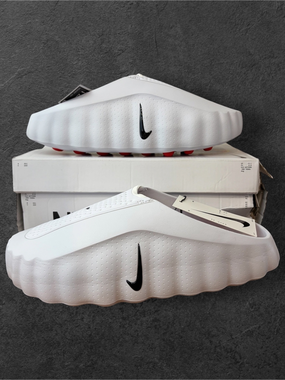 Nike Mind 001 Slides "White Speed Red" - Size 10